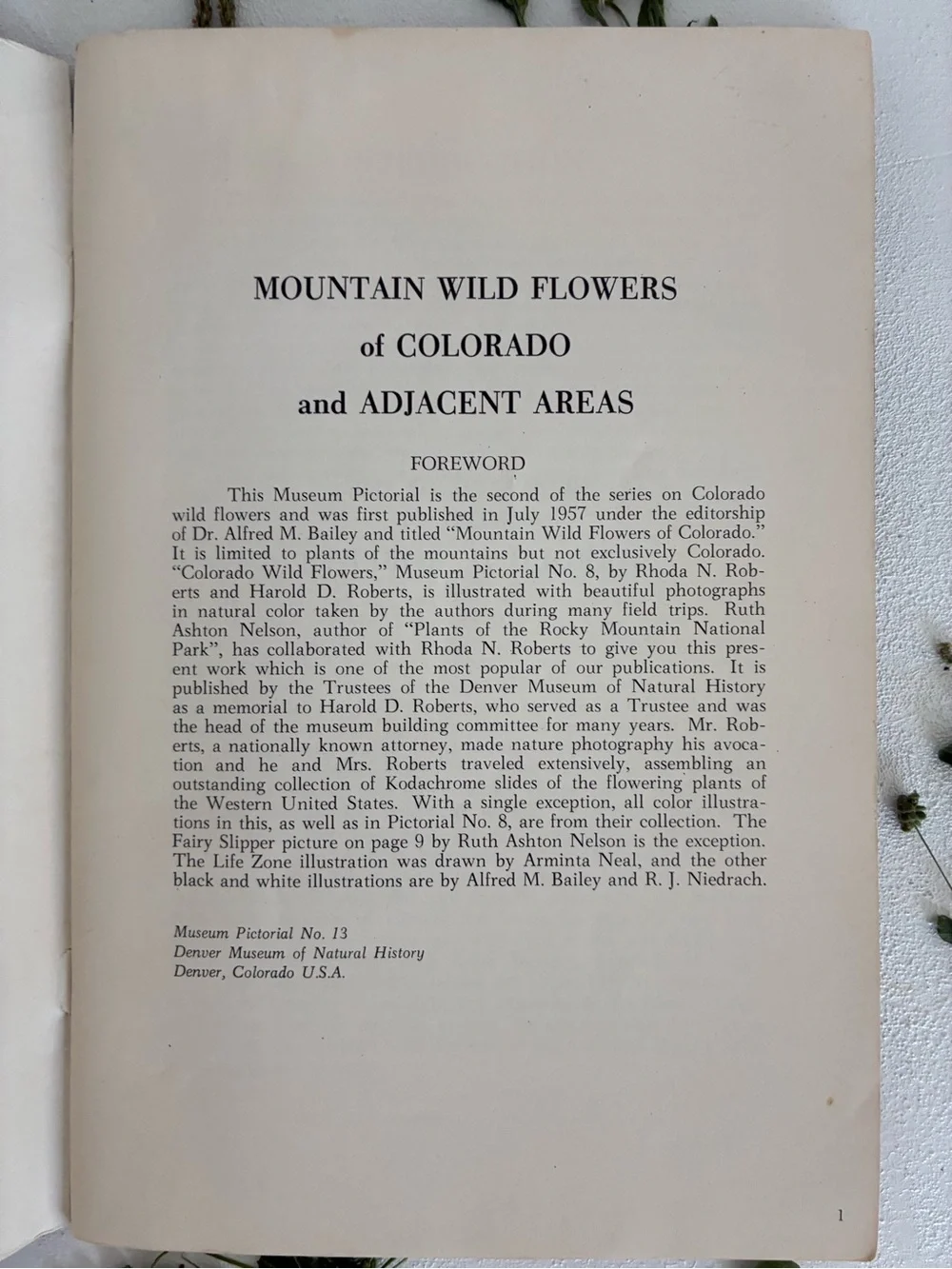 Mountain Wild Flowers of Colorado and Adjacent Areas, Denver Museum Nat. History